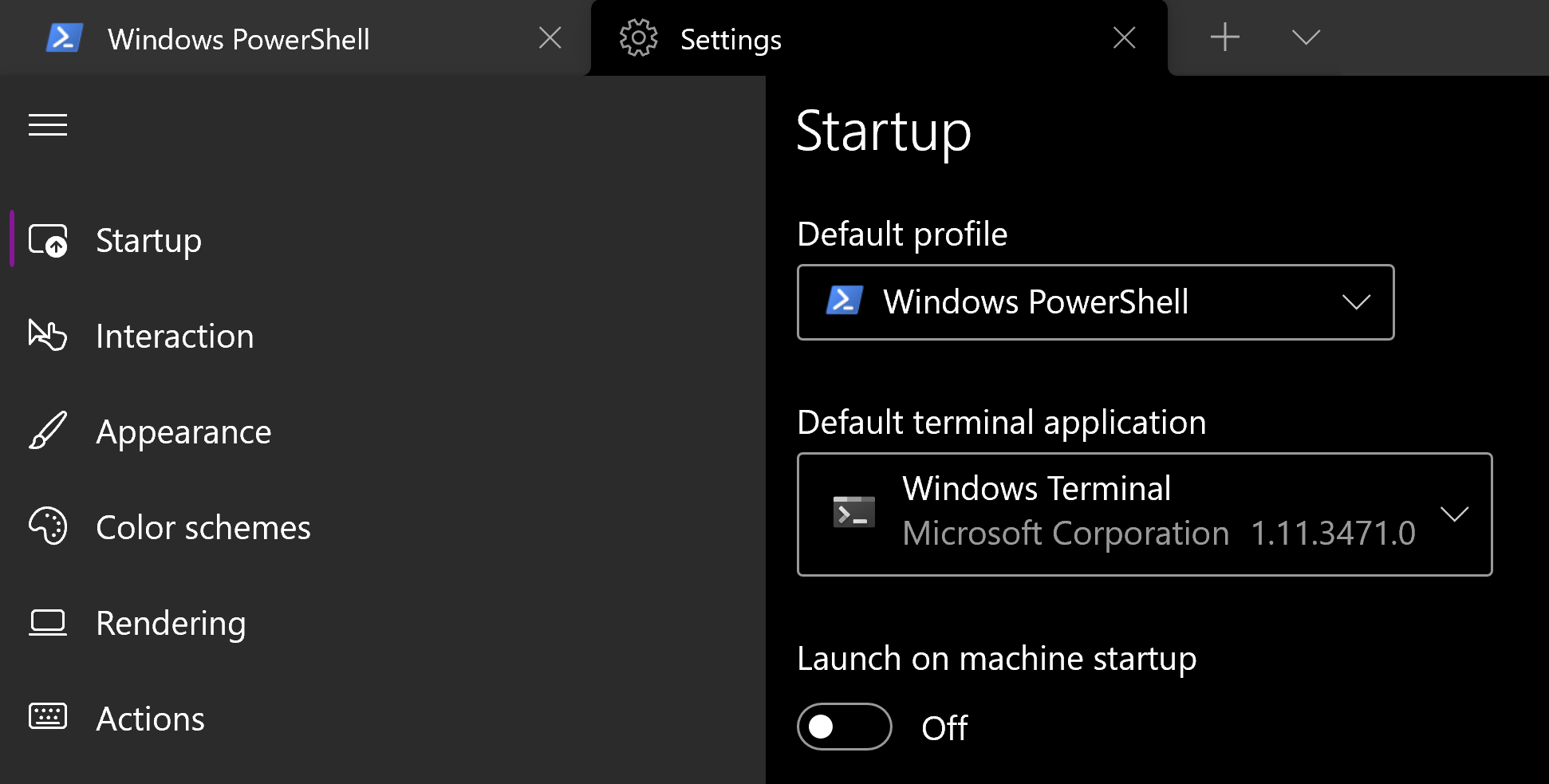 Settings in Windows Terminal