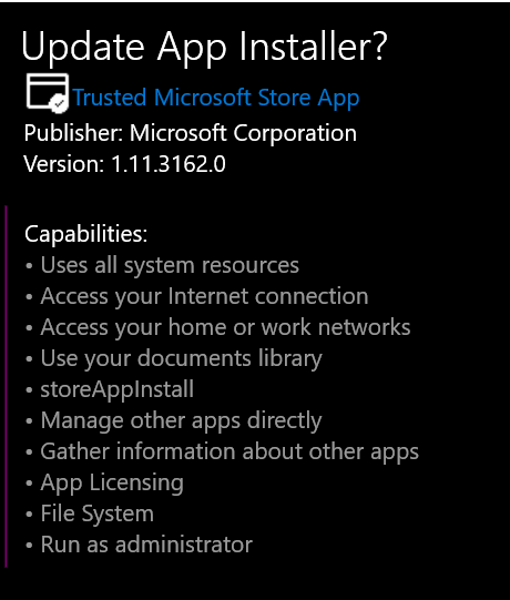 update app installer